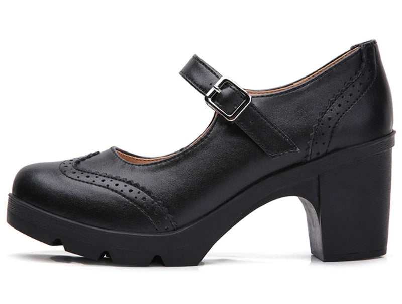 DADAWEN Women's Chunky Low Block Heels Mary Jane Closed Toe Work Pumps Comfortable Round Toe Oxfords Dress Wedding Shoes Black US Size 8.5 - Image 5